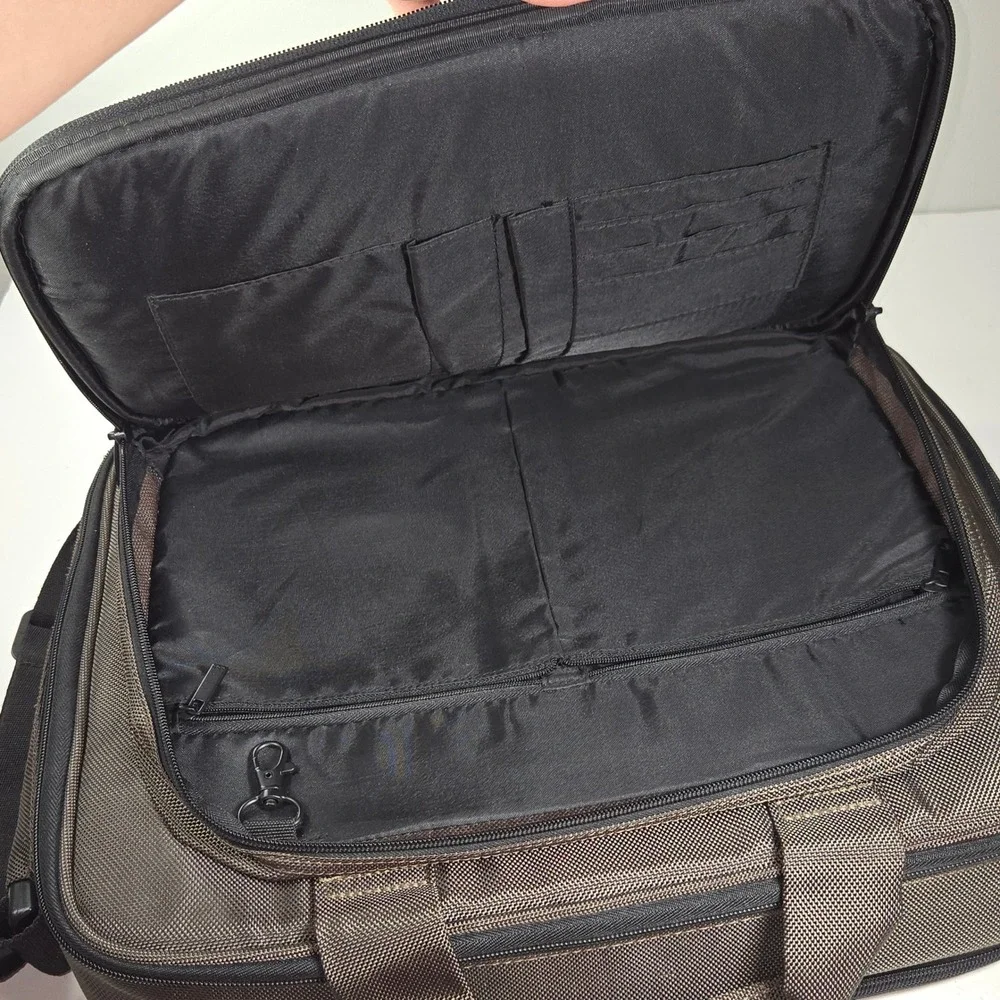 Tucano Prima Laptop Messenger Bag Brown Olive Ballistic Nylon Briefcase 16.5X12